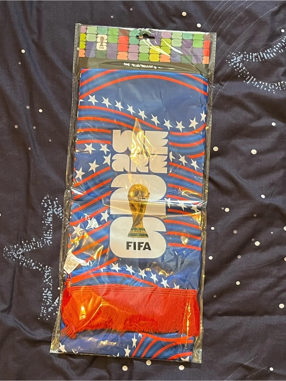 NWT 2026 FIFA World Cup Red White Blue Stars Scarf CANMEXUSA